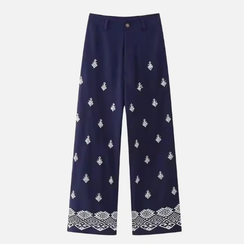Embroidery Silk Viscose Relax Pant