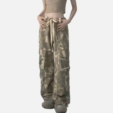 Print 100% Polyester Cargo Pant