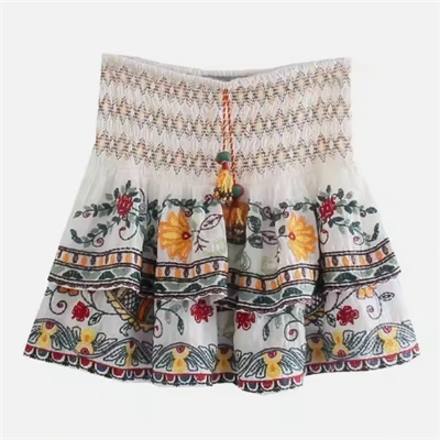 Embroidery Linen Skirt