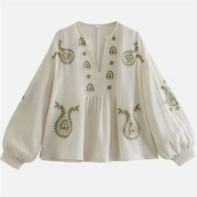 Hand Embroidery Linen Blouse